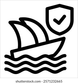 Boat Insurance Icon Element For Design