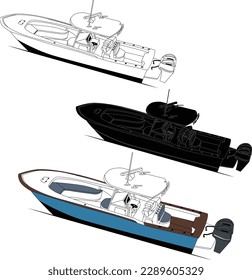 Boat isolated on a white backdrop for use in cards, posters, t-shirt prints, business elements, social media posts, and stickers. A vector illustration.