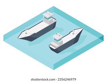 Boat isometric icons. illustrator vector 
