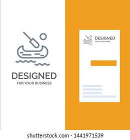 Boat, Kayak, Canada Grey Logo Design and Business Card Template