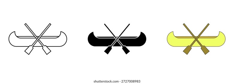 kayak de barco Conjunto icono simple, Ilustración vectorial sobre fondo blanco