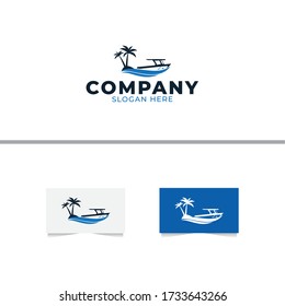 Boat and  Land Logo Design Vector Template