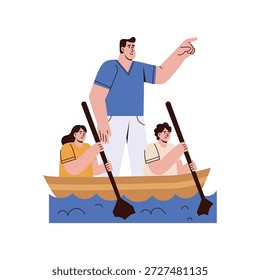 boat leader  vector concept illustration. EPS file 
