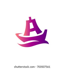 boat letter a initial logo