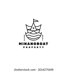 Boat line art logo design