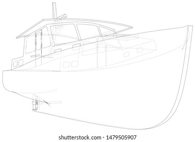Boat line. EPS10 format. Wire-frame Vector created of 3d.