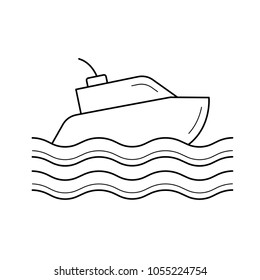 Boat line icon isolated on white background. Yacht line icon for infographic, website or app. Icon designed on a grid system.