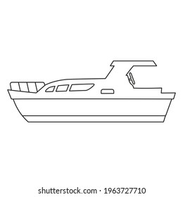 Boat line icon logo design marines, peedboat, ship, vessel, side view. Vector illustration outline simple element symbol