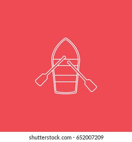 Boat Line Icon On Red Background