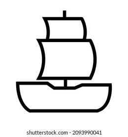 Boat line icon, sailboat vector logo isolated on white background