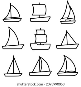 Boat line icon, sailboat vector logo isolated on white background