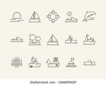 Boat line icon set. Sea transportation concept. Vector illustration can be used for topics like marine, transport, travel