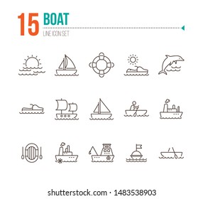 Boat line icon set. Sea transportation concept. Vector illustration can be used for topics like marine, transport, travel