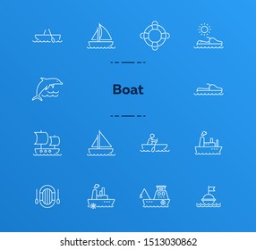 Boat line icon set. Sea transportation concept. Vector illustration can be used for topics like marine, transport, travel
