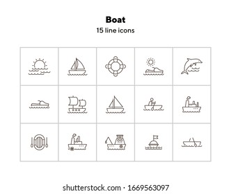 Boat line icon set. Sea transportation concept. Vector illustration can be used for topics like marine, transport, travel