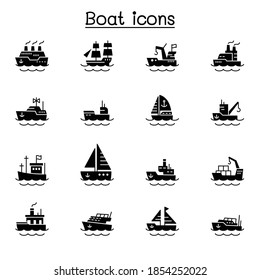 Boat line icons vector illustration graphic design