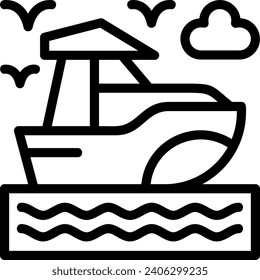 Boat Line Vector Icon Design