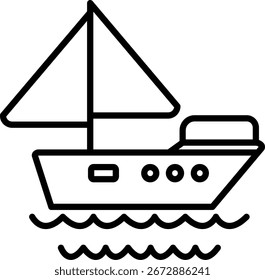 Diseño de icono de Vector de línea de barco