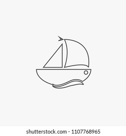 Boat line vector icon water transport eps10