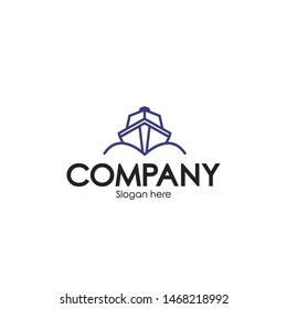 boat lineart logo vector design