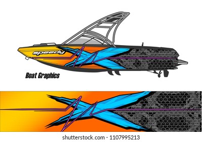 Boat livery Graphic vector. abstract racing shape with grunge background design for vehicle vinyl wrap 
