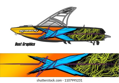 Boat livery Graphic vector. abstract racing shape with grunge background design for vehicle vinyl wrap 
