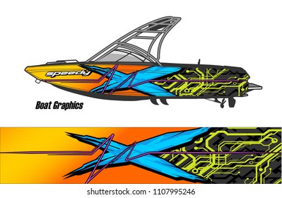Boat livery Graphic vector. abstract racing shape with grunge background design for vehicle vinyl wrap 
