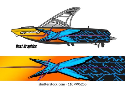 Boat livery Graphic vector. abstract racing shape with grunge background design for vehicle vinyl wrap 
