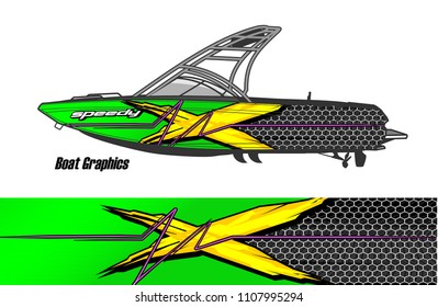 Boat livery Graphic vector. abstract racing shape with grunge background design for vehicle vinyl wrap 
