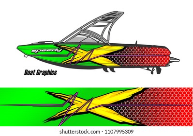 Boat livery Graphic vector. abstract racing shape with grunge background design for vehicle vinyl wrap 
