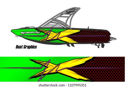 Boat livery Graphic vector. abstract racing shape with grunge background design for vehicle vinyl wrap 
