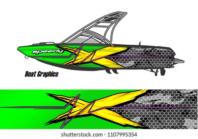 Boat livery Graphic vector. abstract racing shape with grunge background design for vehicle vinyl wrap 
