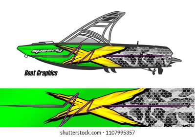 Boat livery Graphic vector. abstract racing shape with grunge background design for vehicle vinyl wrap 
