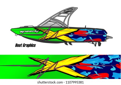 Boat livery Graphic vector. abstract racing shape with grunge background design for vehicle vinyl wrap 
