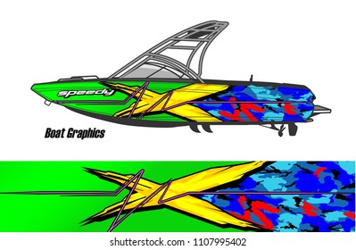 Boat livery Graphic vector. abstract racing shape with grunge background design for vehicle vinyl wrap 
