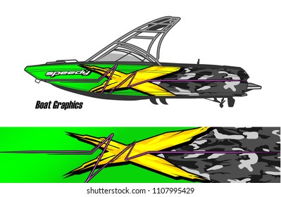 Boat livery Graphic vector. abstract racing shape with grunge background design for vehicle vinyl wrap 
