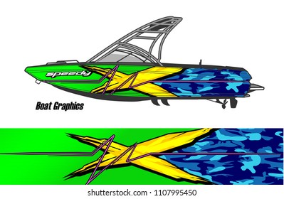 Boat livery Graphic vector. abstract racing shape with grunge background design for vehicle vinyl wrap 

