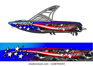 boat livery graphic vector. Abstract background for vehicle vinyl wrap.