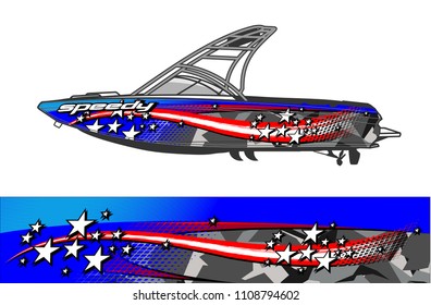 boat livery graphic vector. Abstract background for vehicle vinyl wrap.