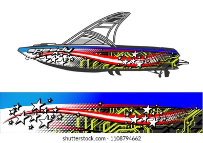 boat livery graphic vector. Abstract background for vehicle vinyl wrap.