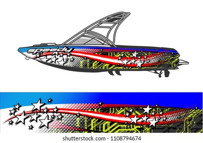 boat livery graphic vector. Abstract background for vehicle vinyl wrap.