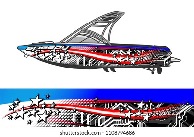 boat livery graphic vector. Abstract background for vehicle vinyl wrap.