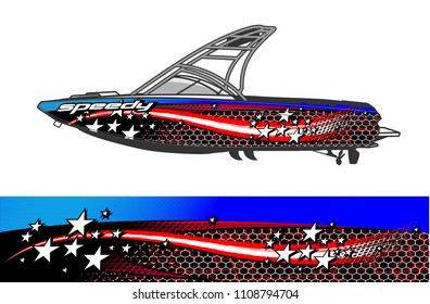 boat livery graphic vector. Abstract background for vehicle vinyl wrap.