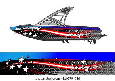 boat livery graphic vector. Abstract background for vehicle vinyl wrap.