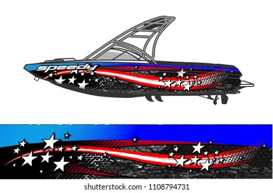 boat livery graphic vector. Abstract background for vehicle vinyl wrap.