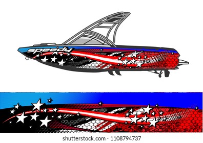 boat livery graphic vector. Abstract background for vehicle vinyl wrap.