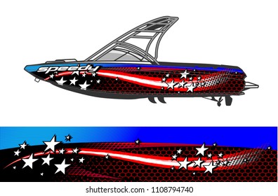 boat livery graphic vector. Abstract background for vehicle vinyl wrap.