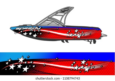 boat livery graphic vector. Abstract background for vehicle vinyl wrap.