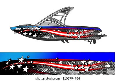 boat livery graphic vector. Abstract background for vehicle vinyl wrap.