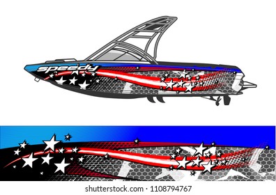 boat livery graphic vector. Abstract background for vehicle vinyl wrap.